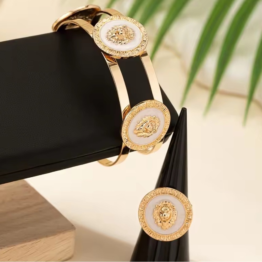 Anthro!  Gold and White lion Women's Bracelet